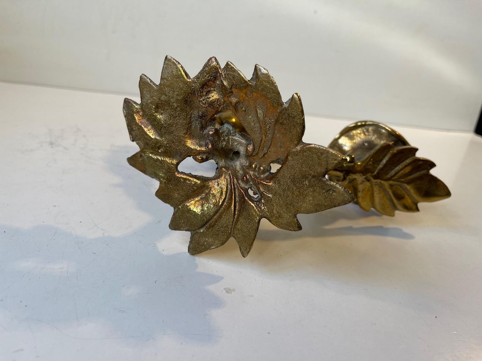 Vintage Italian Leaf Candleholder In Brass, 1970s photo 252.0