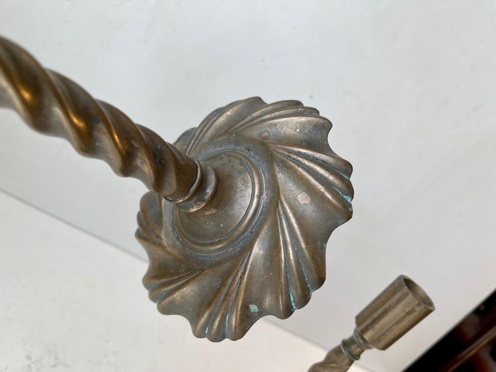Gothic Twisted Column Candlesticks In Bronze, 19th Century, Set Of 2 photo 579.0