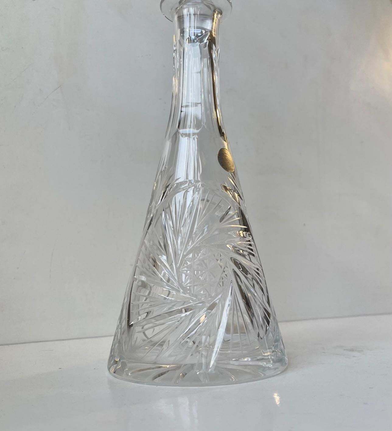 Bohemian Conical Cut Crystal Decanter For Wine, 1960s photo 297.0