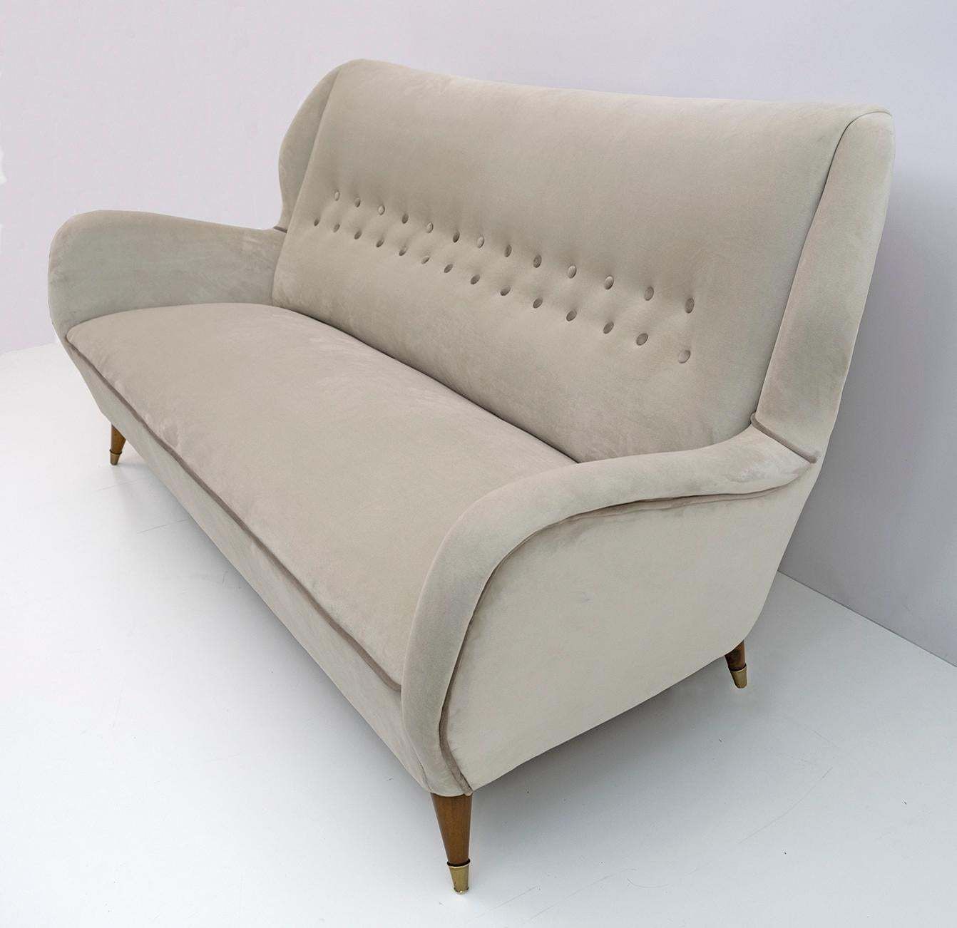Gio Ponti Mid Century Modern Velvet Sofa For Isa, 1950s photo buy