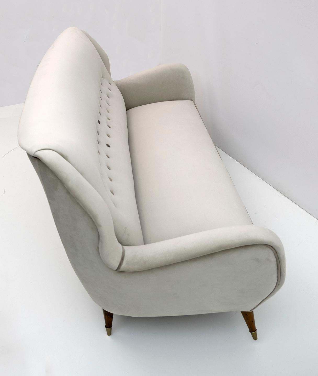 photo for sale Gio Ponti Mid Century Modern Velvet Sofa For Isa, 1950s