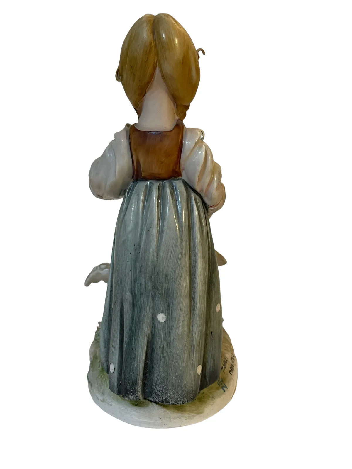 Capodimonte Figurine, 20th Century, Decorated And Signed Figure, Girl With Geese photo buy