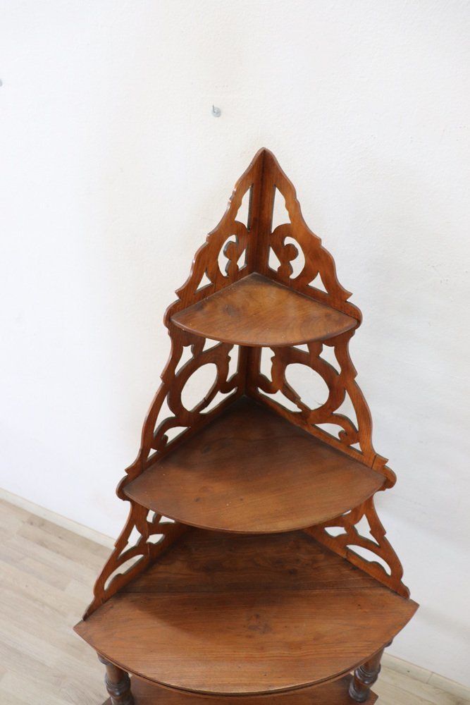 Antique Walnut Corner Shelves, 1850s photo vintage