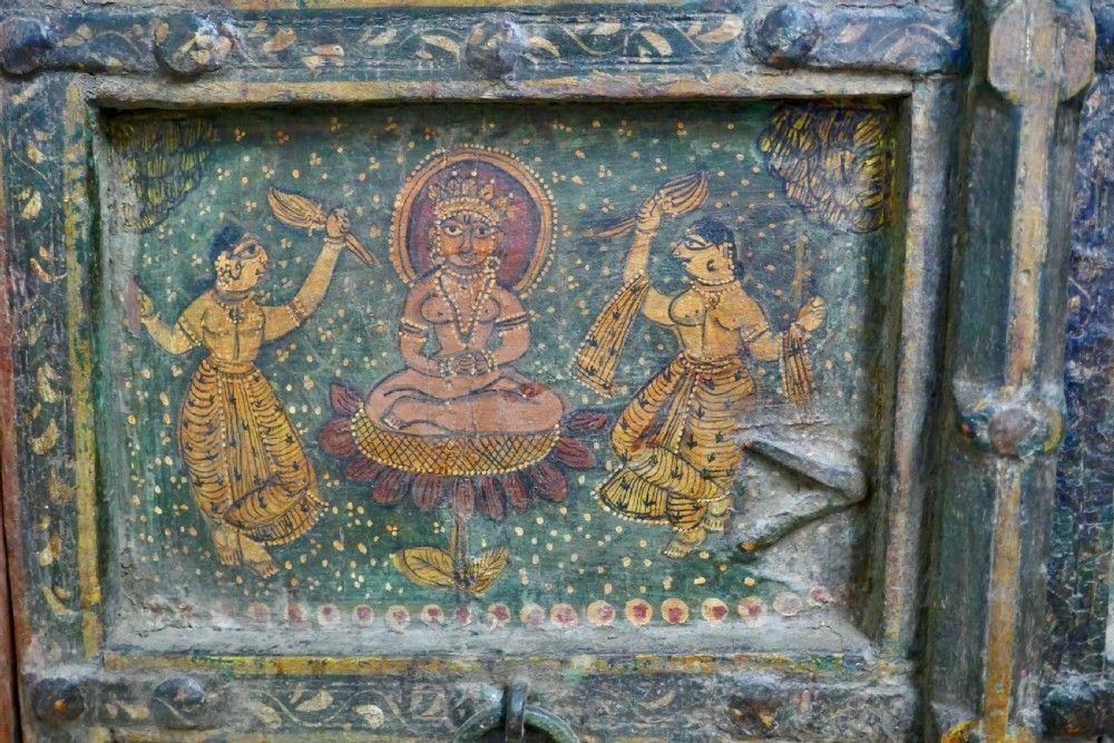 Anglo Indian Painted Doors In Original Frame, Wall Art photo 1380.0