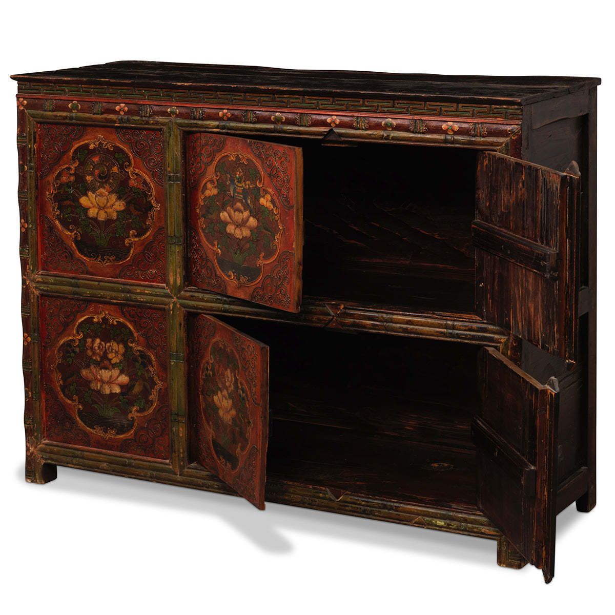photo furniture Pair Of Antique Tibetan Painted Cabinets