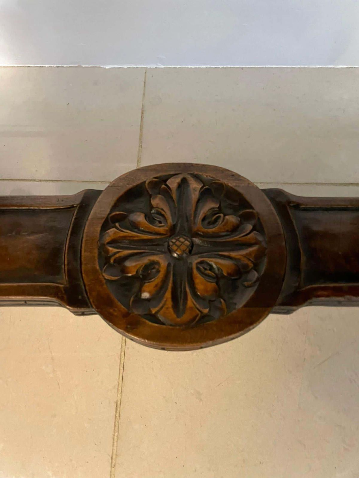 photo for sale Unusual Antique Quality Carved Walnut And Marble Top Italian Coffee Table