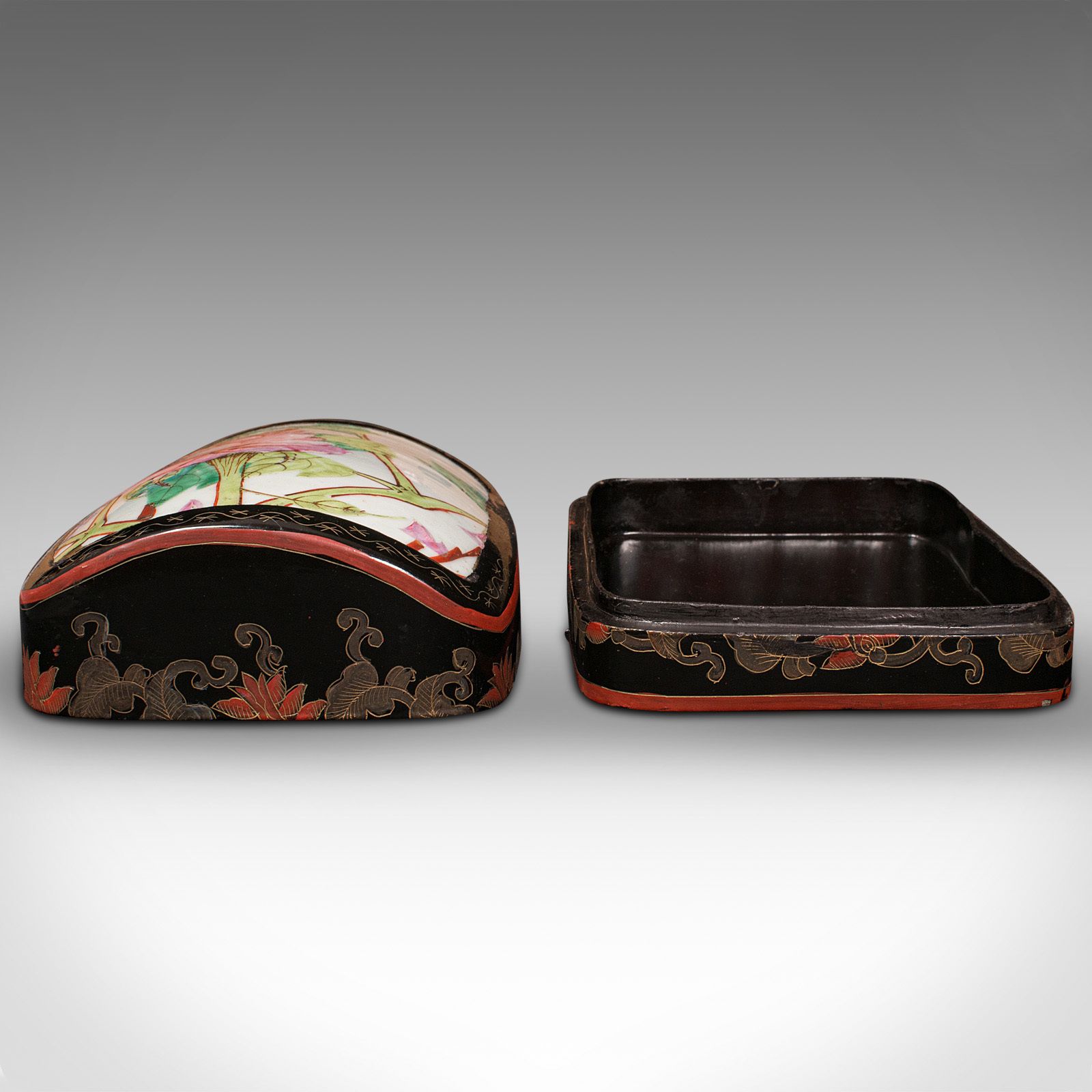 Vintage Dome Top Box, Japanned, Trinket, Jewellery Case photo Home Decor