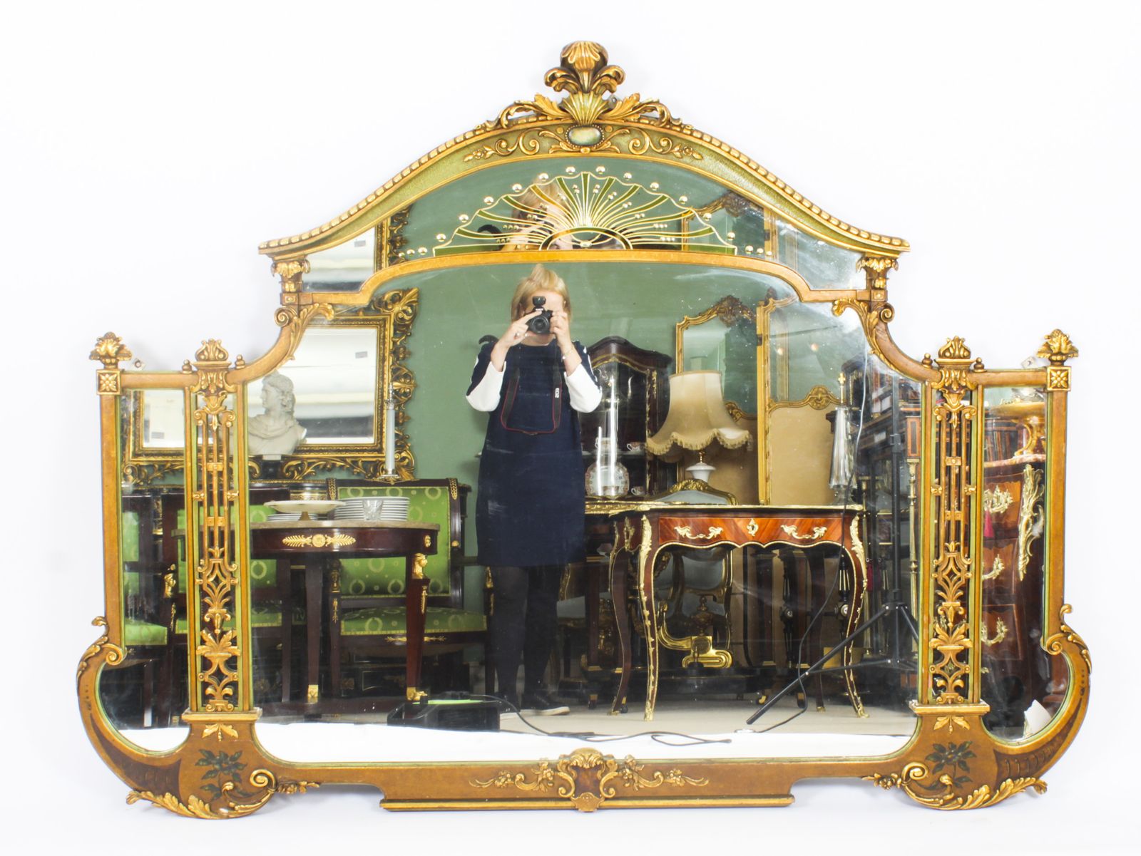 photo buy Large English Art Deco Overmantel Mirror C.1920 137x182cm