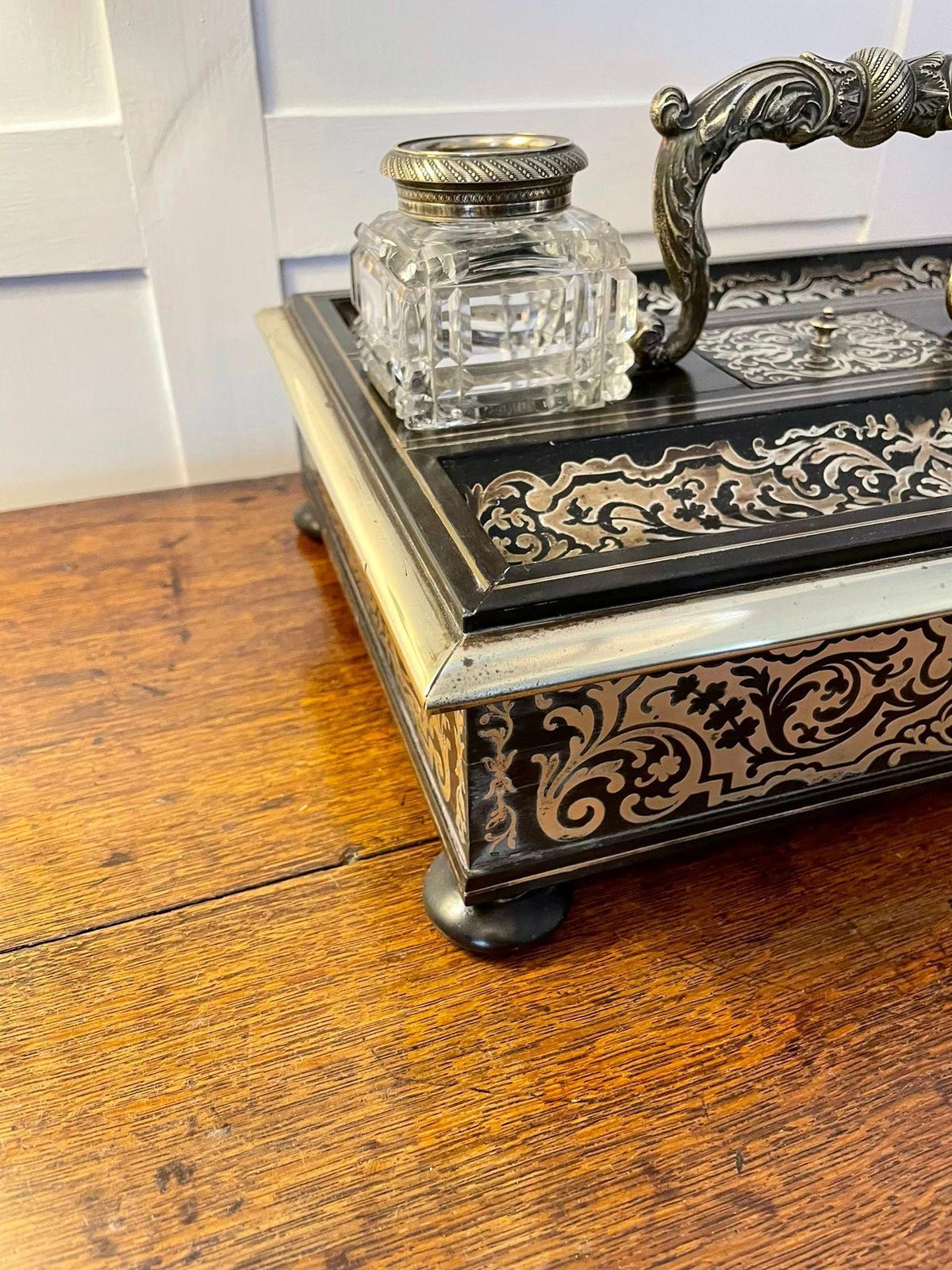 photo buy Fine Quality Antique Victorian French Freestanding Inlaid Boulle Desk Set