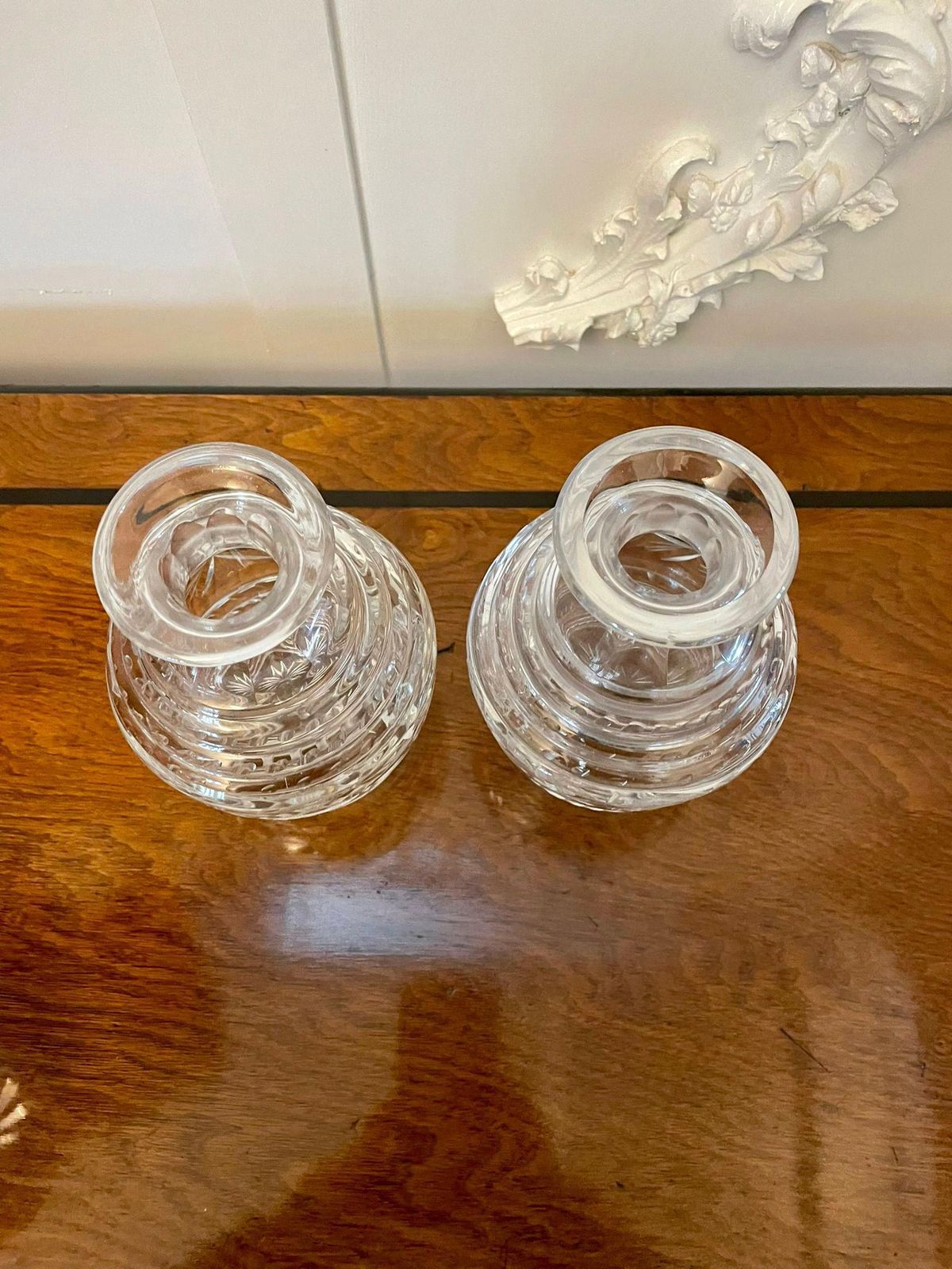 Pair Of Antique George III Quality Cut Glass Shaped Decanters photo for sale