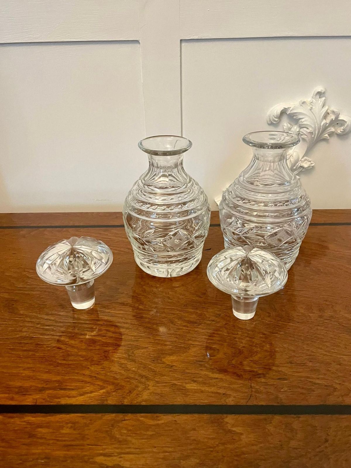 Pair Of Antique George III Quality Cut Glass Shaped Decanters photo 785.0