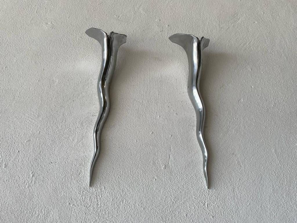 Extraordinary Aluminum Pair Of Sconces By Maison Lucien Gau, 1970s, Paris, France photo 2217.12