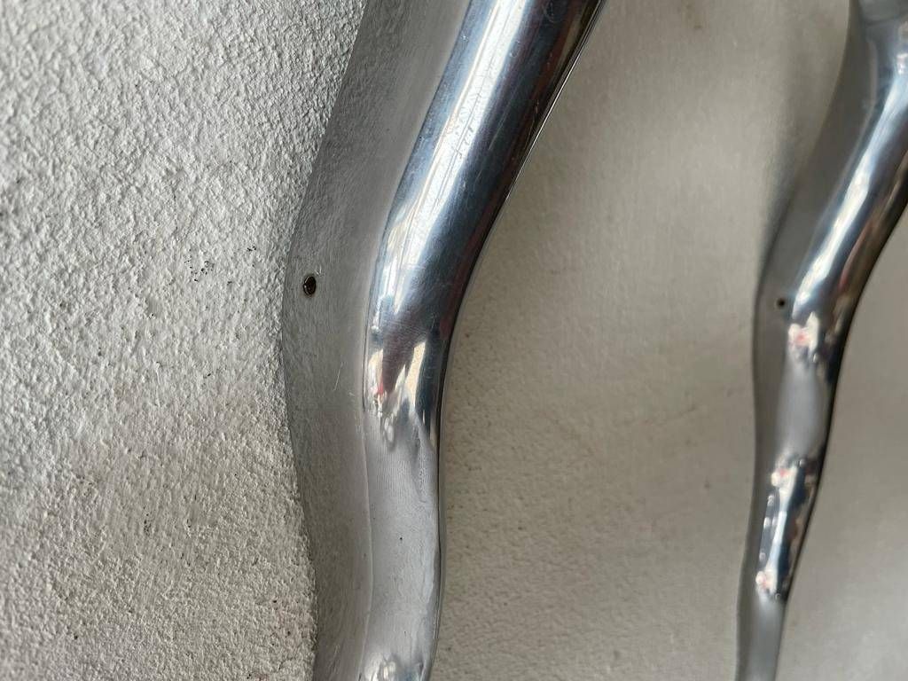 Extraordinary Aluminum Pair Of Sconces By Maison Lucien Gau, 1970s, Paris, France photo vintage