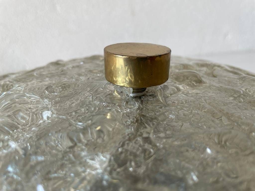 Charming Ice Glass & Brass Sunshine Design Large Ceiling Or Wall Lamp By Schröder Leuchten, 1960s, Germany photo vinterior