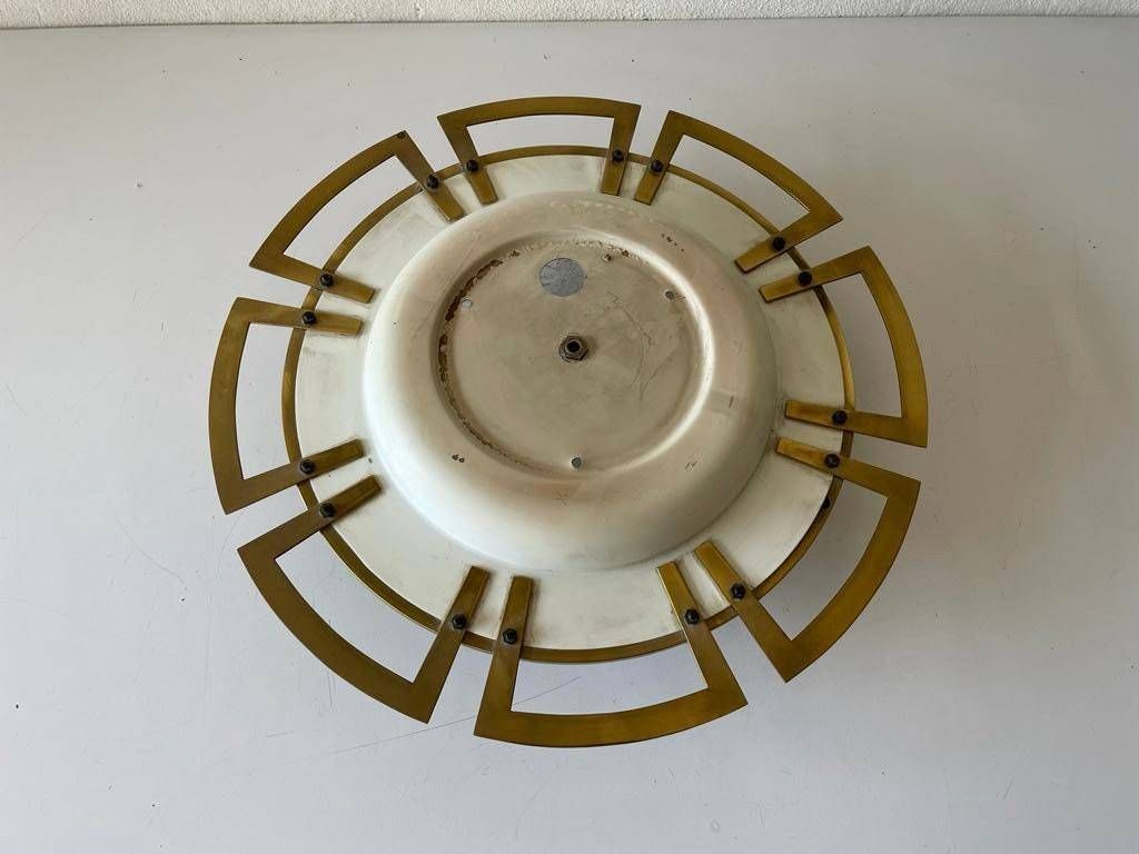 photo furniture Charming Ice Glass & Brass Sunshine Design Large Ceiling Or Wall Lamp By Schröder Leuchten, 1960s, Germany