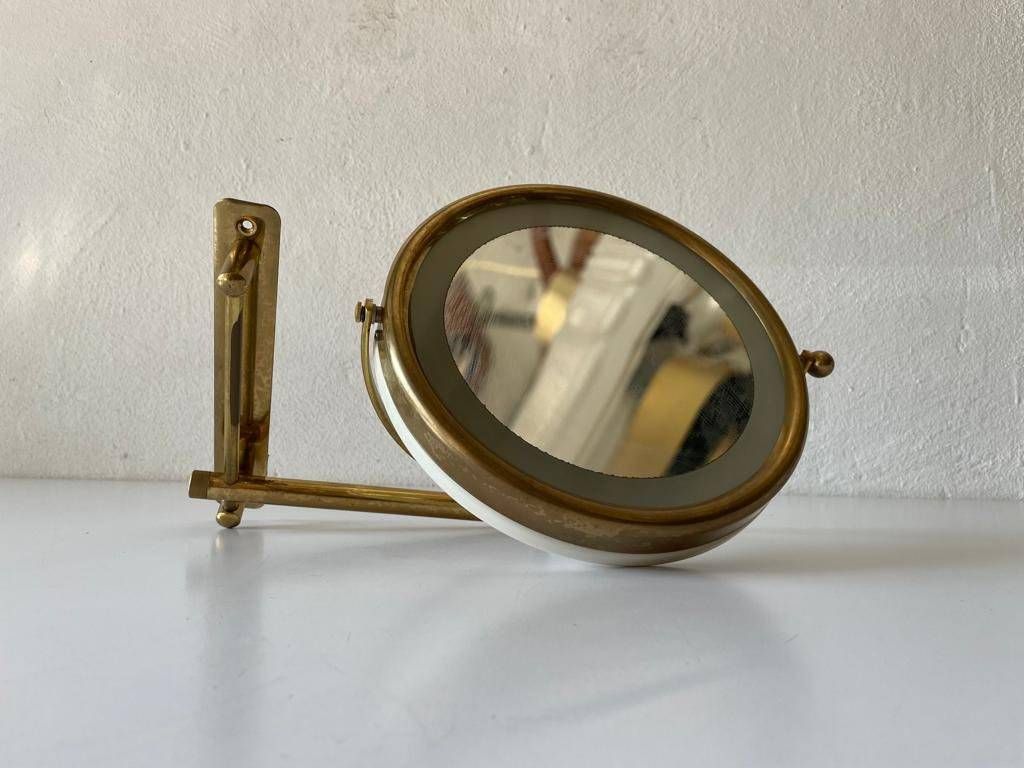 Mid Century Modern Brass   White Metal Body Closer View Excellent Adjustable Mirror, 1960s, Germany photo furniture