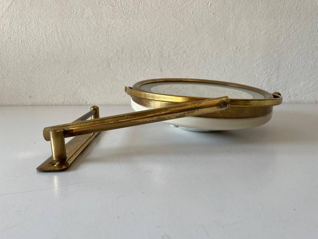 Mid Century Modern Brass   White Metal Body Closer View Excellent Adjustable Mirror, 1960s, Germany photo Home Decor