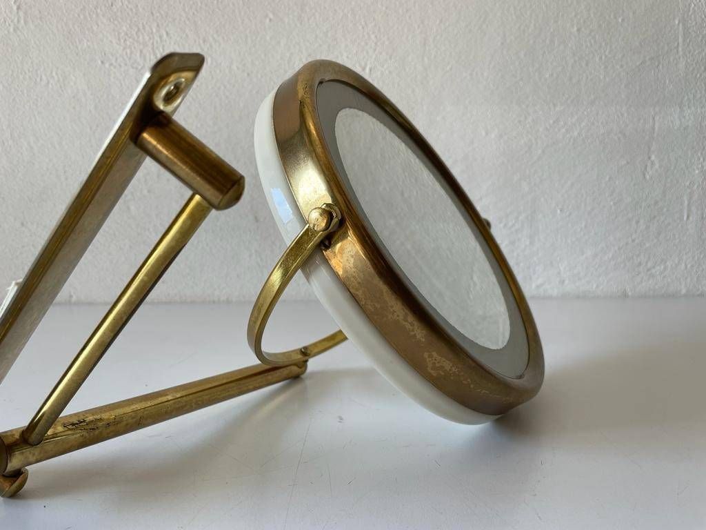 Mid Century Modern Brass   White Metal Body Closer View Excellent Adjustable Mirror, 1960s, Germany photo buy