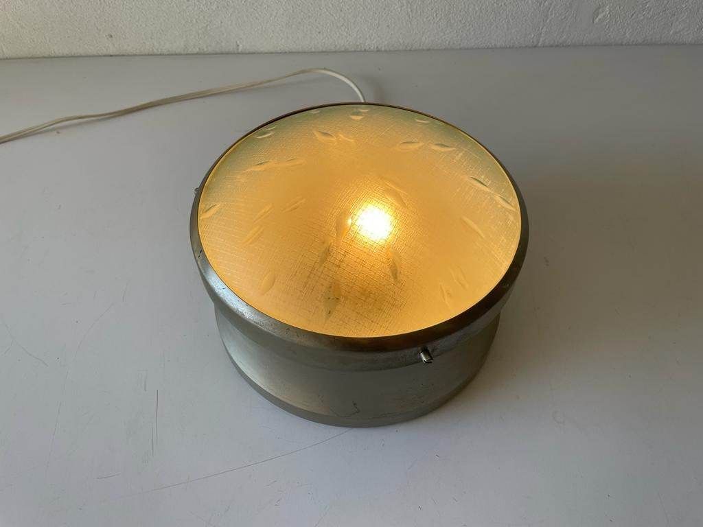 Italian Industrial Type Green Glass Flush Mount Light, 1960s, Italy photo for sale