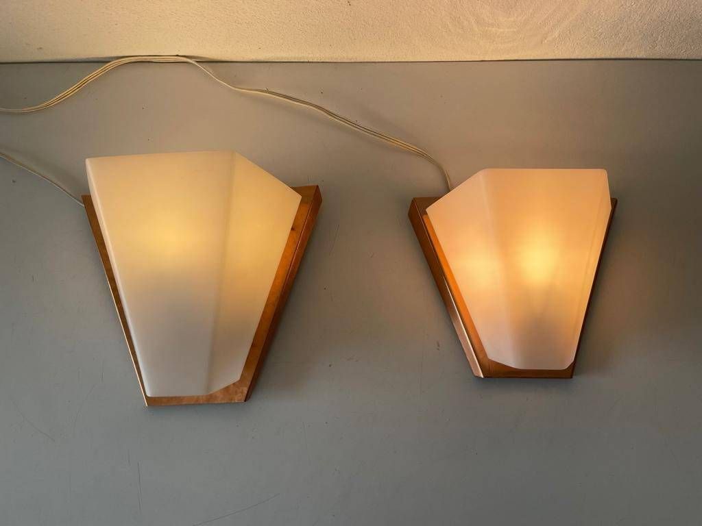 Rare Copper And Plexiglass Pair Of Big/Small Sconces By Weckelweller Werkstätten, 1950s, Germany photo Lighting
