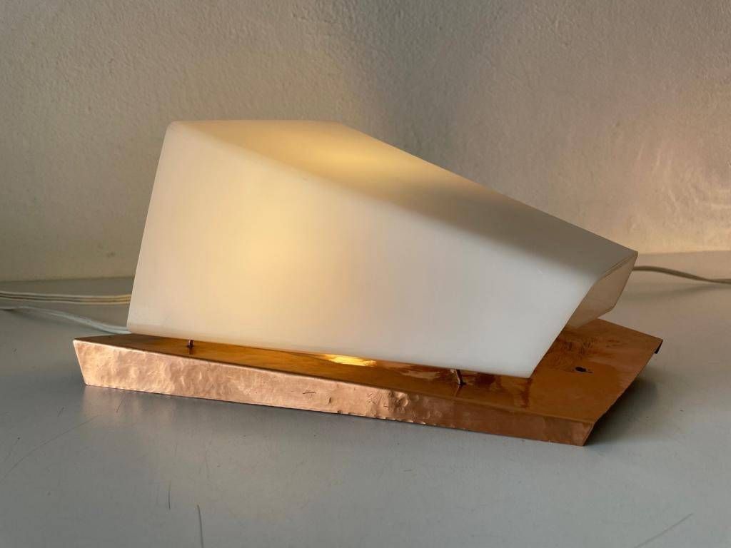 photo for sale Rare Copper And Plexiglass Pair Of Big/Small Sconces By Weckelweller Werkstätten, 1950s, Germany