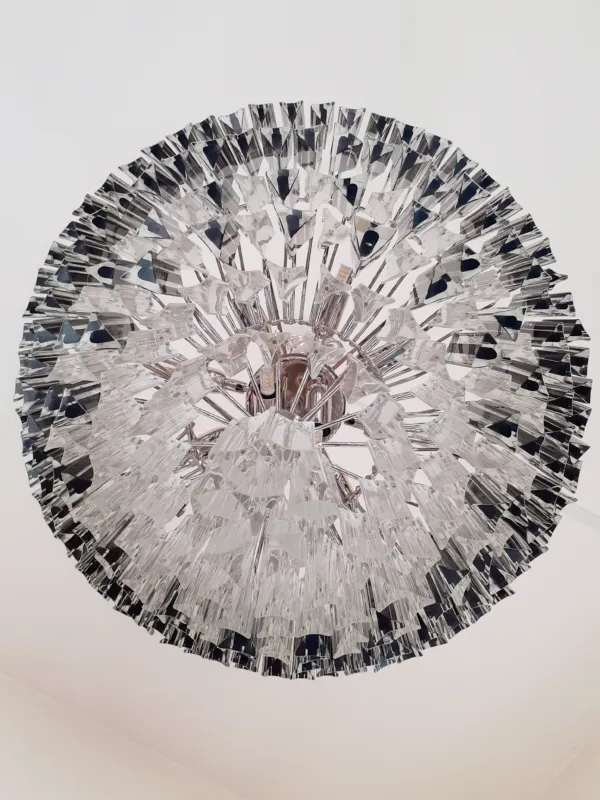 Vintage Clear And Black “Triedro” Murano Glass Chandelier photo Lighting
