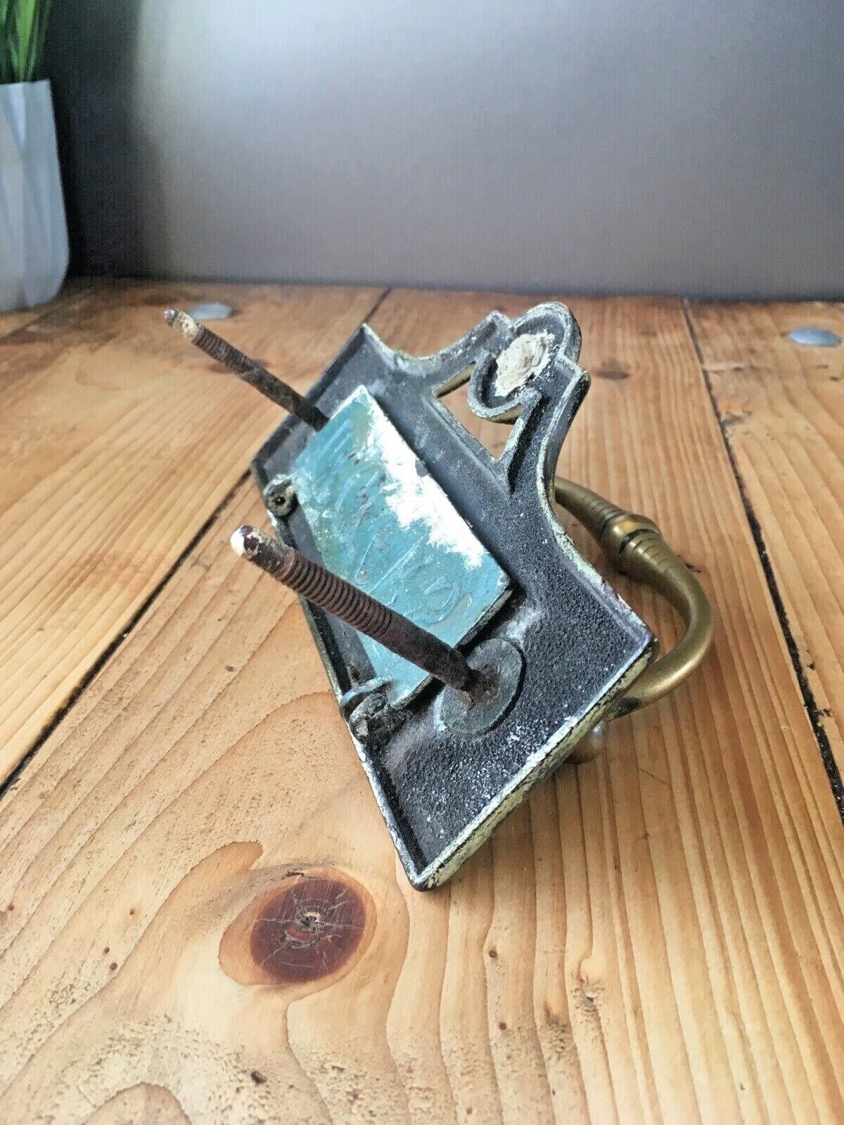Reclaimed Antique Brass Door Knocker Art Nouveau Letter Box Mail Posting Slot photo vinterior