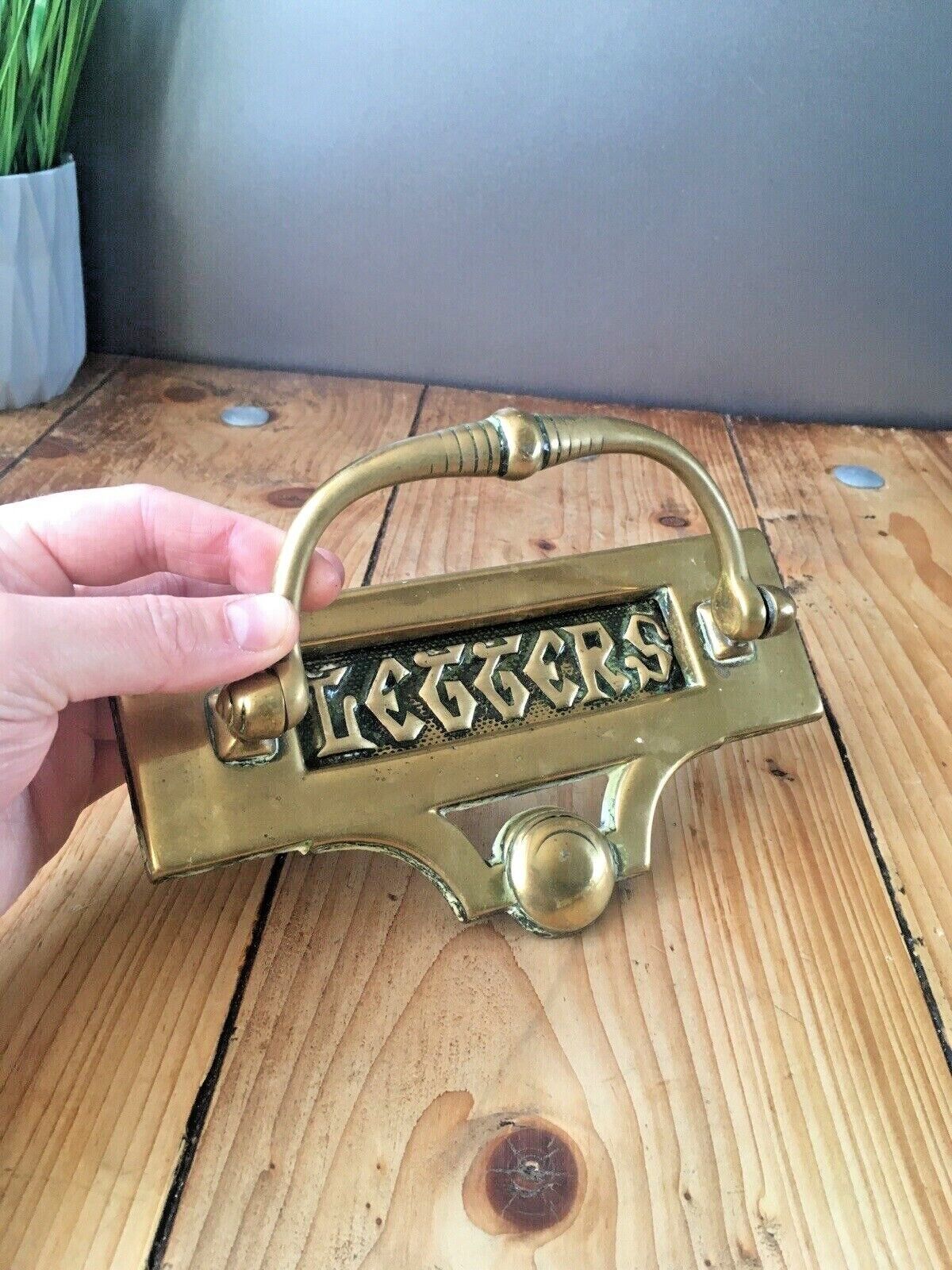 Reclaimed Antique Brass Door Knocker Art Nouveau Letter Box Mail Posting Slot photo buy