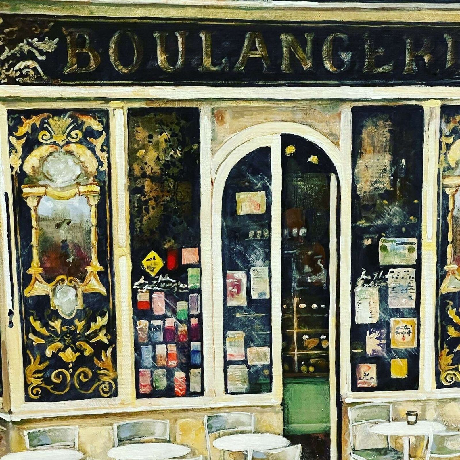 Melissa Sturgeon Boulangerie Vienniose Original Oil On Canvas Painting photo for sale