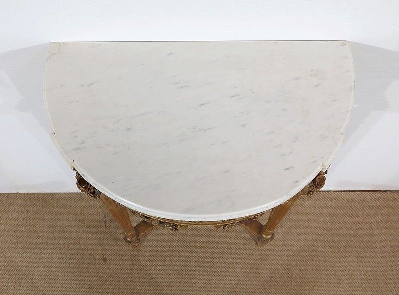 Half Moon Support Console In Marble And Gilded Wood, Louis XVI – Mid 19th Century photo 2966.4