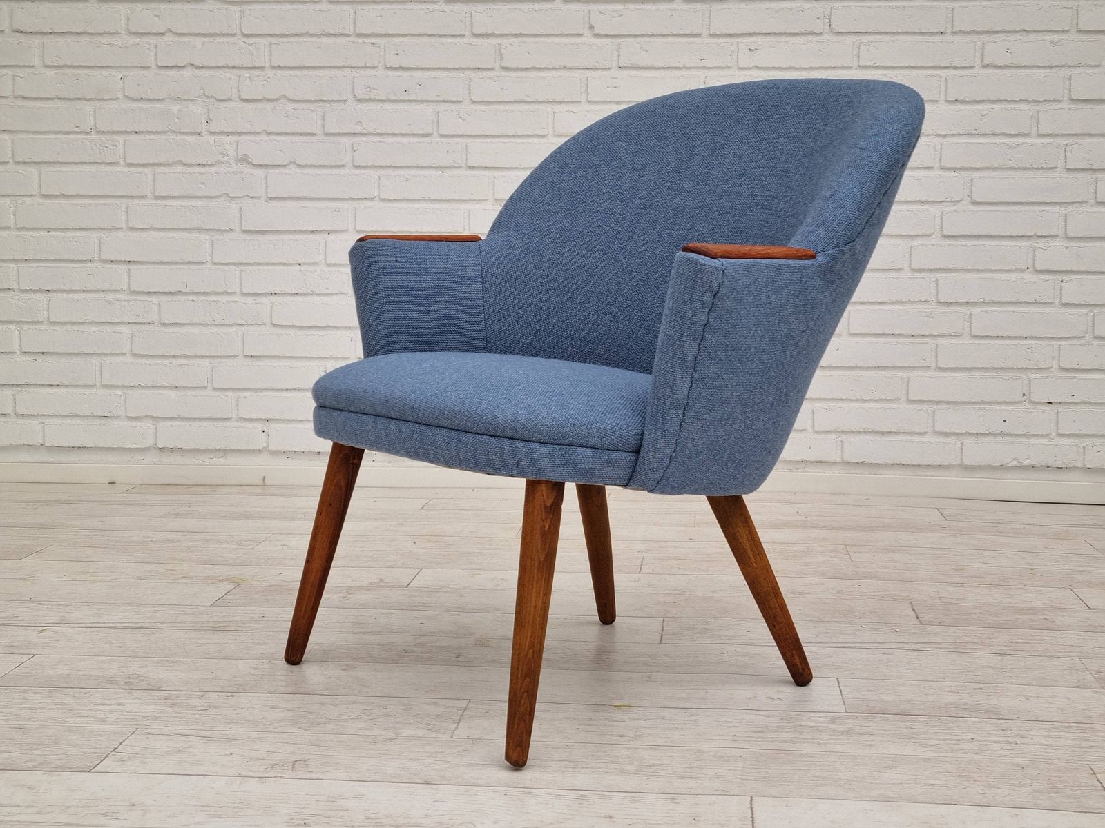 1960s, Danish Design, Completely Renovated Lounge Chair, Camira Furniture Wool Fabric, Teak photo for sale