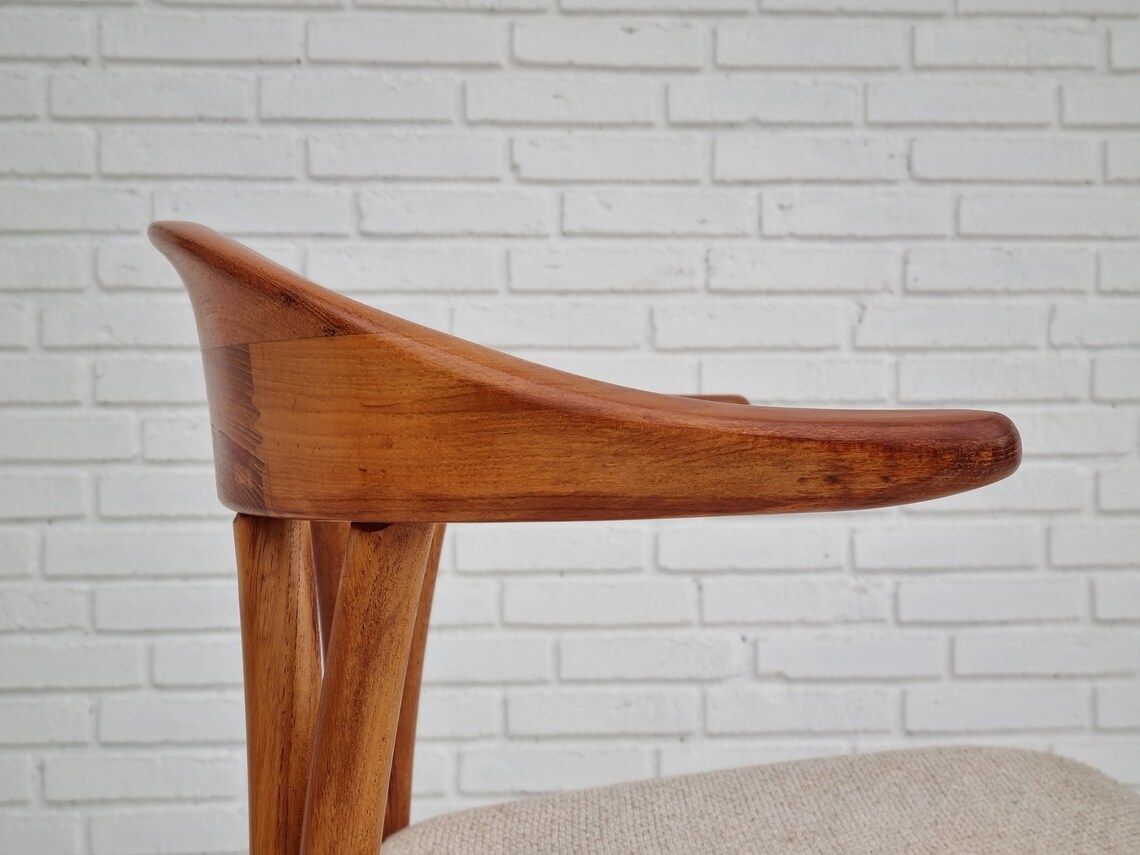 1960s, Danish Design  Armchair  Teak Wood  Wool  Original Condition photo vintage