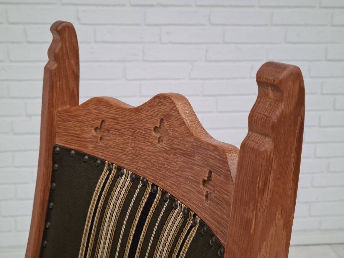 1960s, Original Danish Design, Henning Kjærnulf Style, Set Of High Back Dinning Chairs, Oak Wood photo Furniture