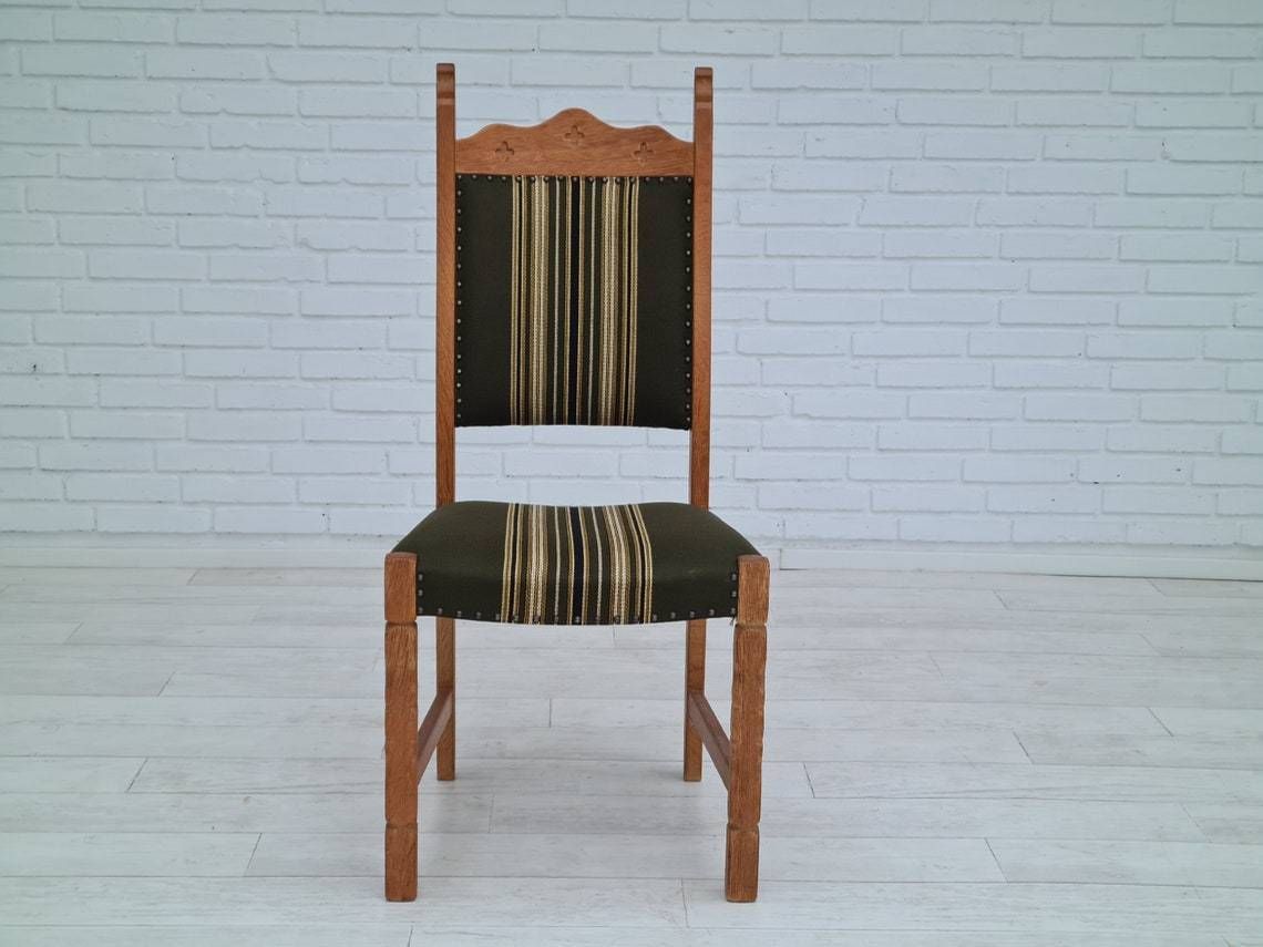 Ca. Jaren 1960, Deens Design, Stijl Van Henning Kjærnulf, Set Hoge Rugstoelen, Eikenhout photo vintage