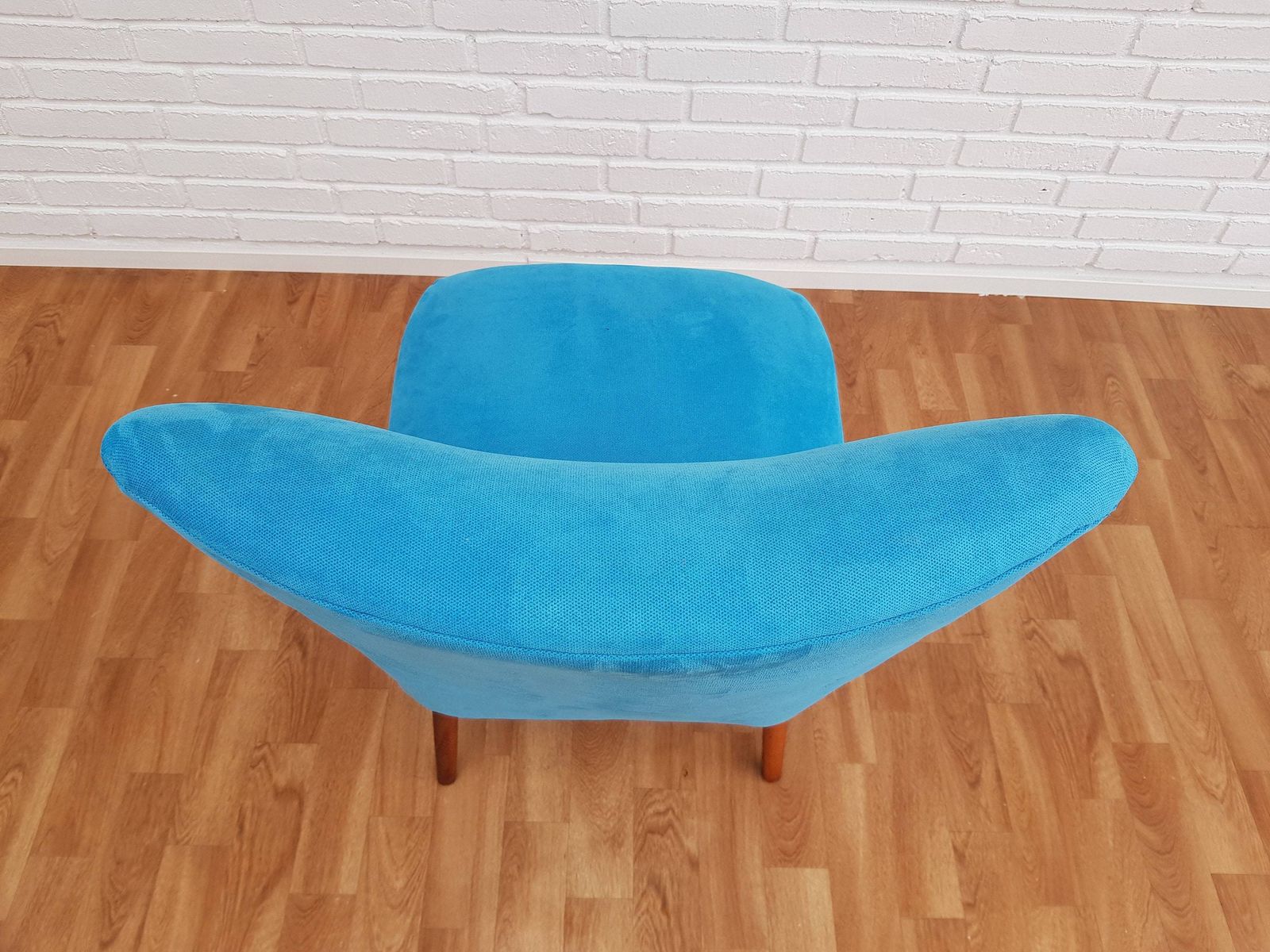 Vintage Armchair, 70s, Blue Fabric, Beech Wood photo buy