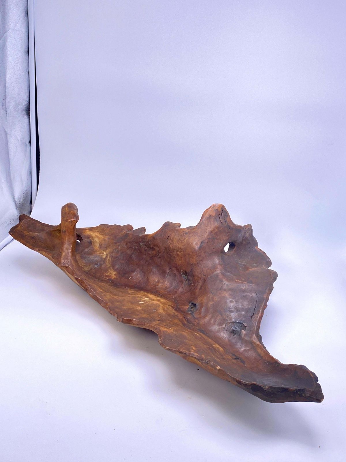 Brutalist Wood Bowl Large In A Brown Patina France Circa 1960 photo furniture