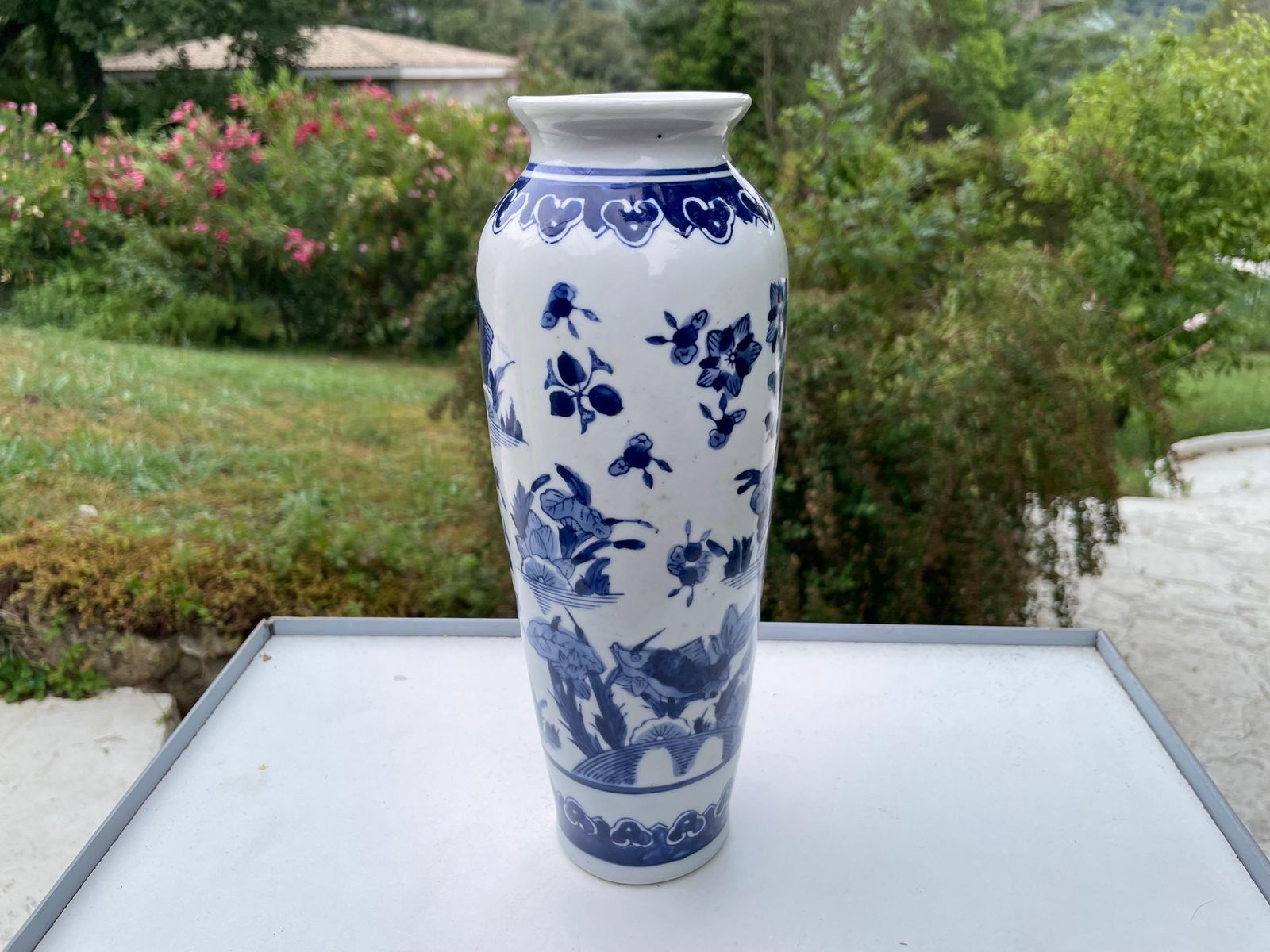 Vase From China  20th Century  Blue And White  Porcelain photo furniture