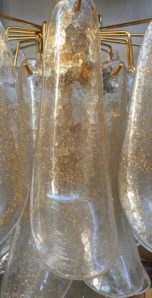 Clear And Gold “Selle” Murano Glass Chandelier D50 photo buy