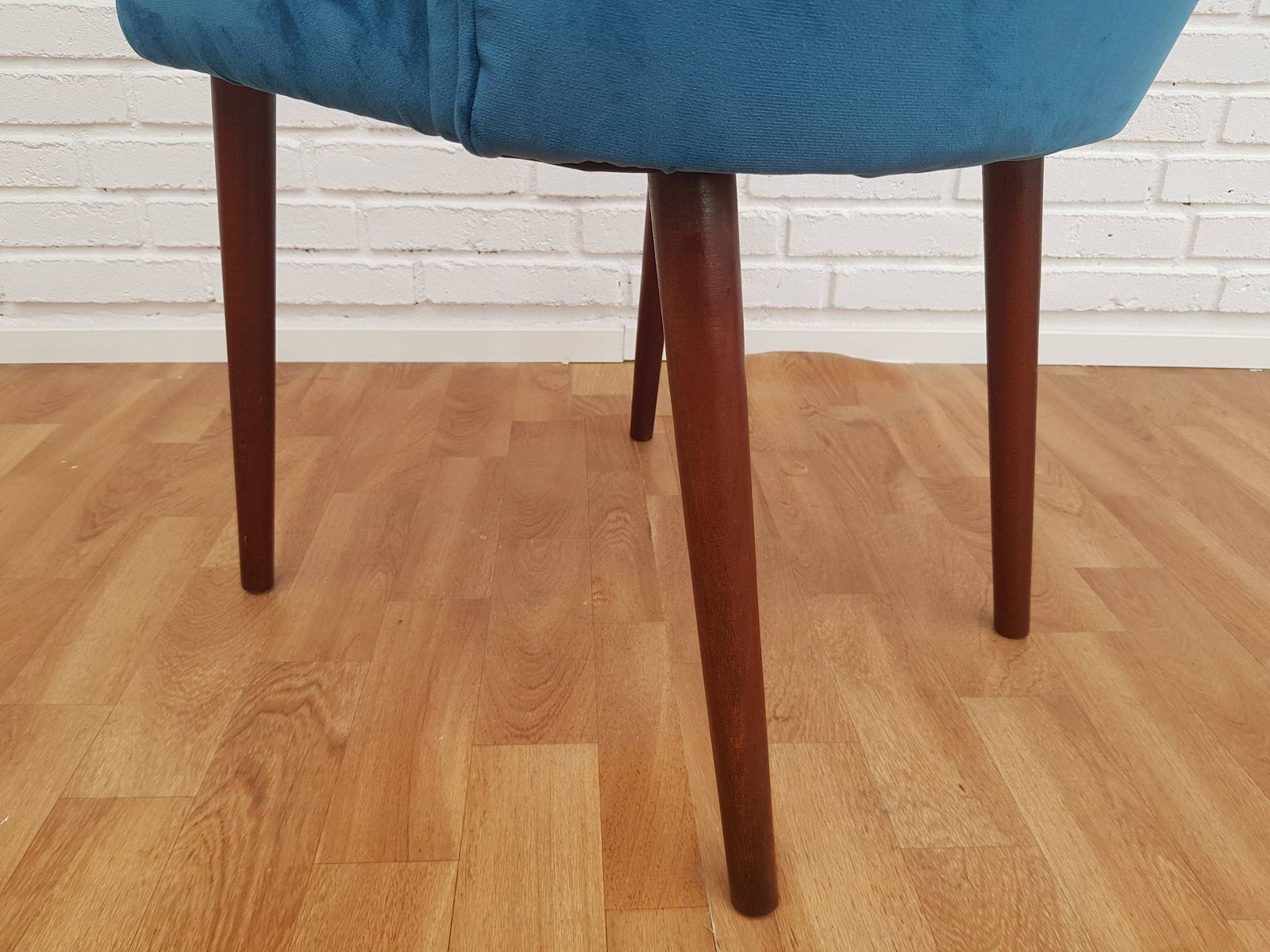 Little Retro Armchair, Velvet, Stained Beech Legs, 60s photo buy