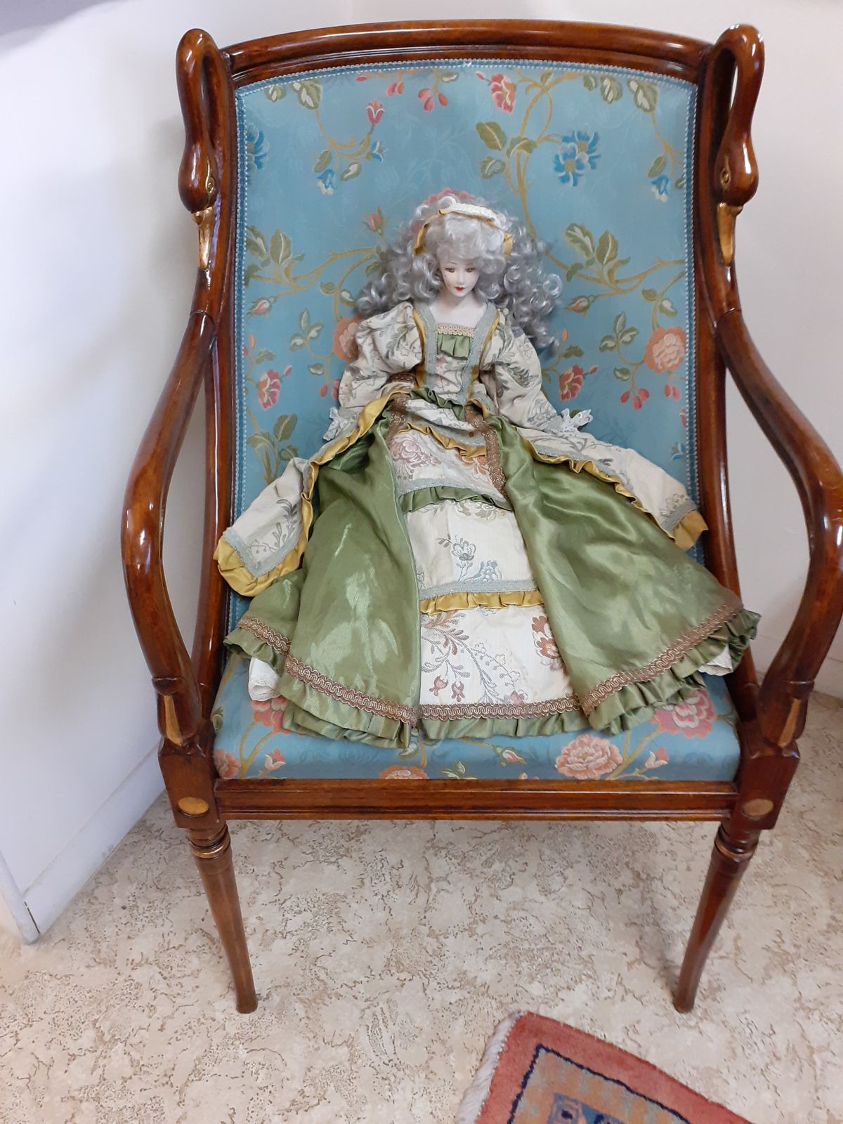 Beech Armchair With Hand Carved Swan photo Furniture