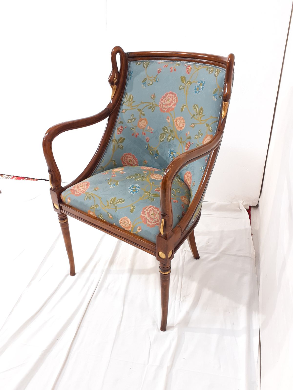 Beech Armchair With Hand Carved Swan photo vintage