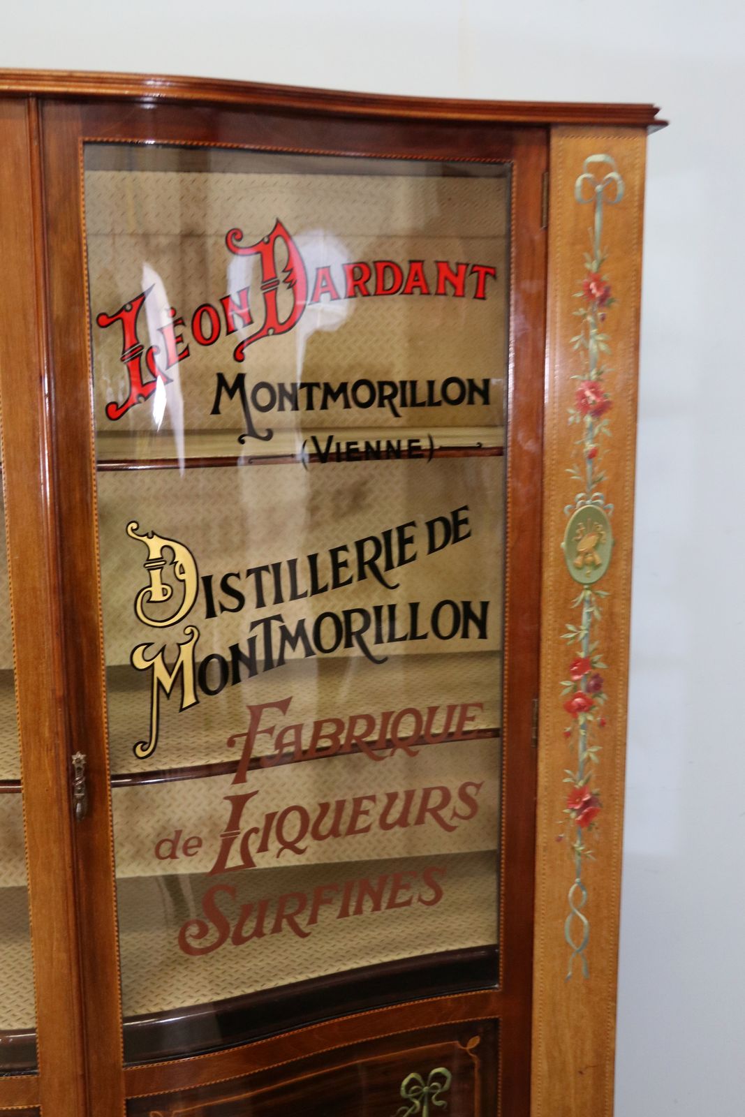 A Superb Edwardian Mahogany, Satinwood Inlaid And Floral Painted Display Cabinet. photo buy