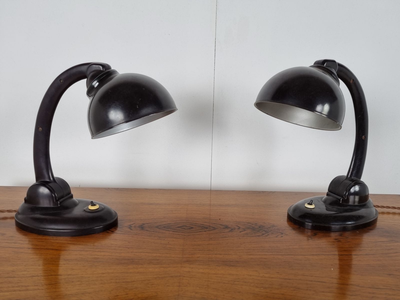 Pair Of Bakelite Desk Lamps By Erik Kirkman Cole, 1930s photo 695.0