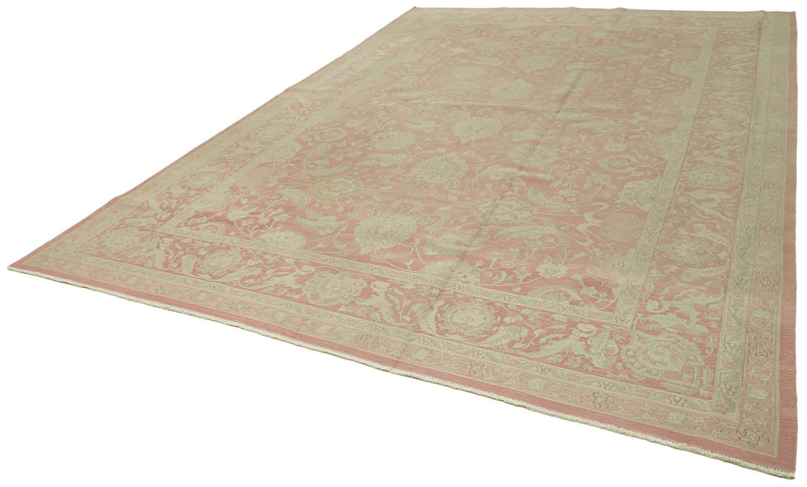 Tapis kilim vintage turc fait main en laine beige, 282 cm x 408 cm, années 1970 photo for sale
