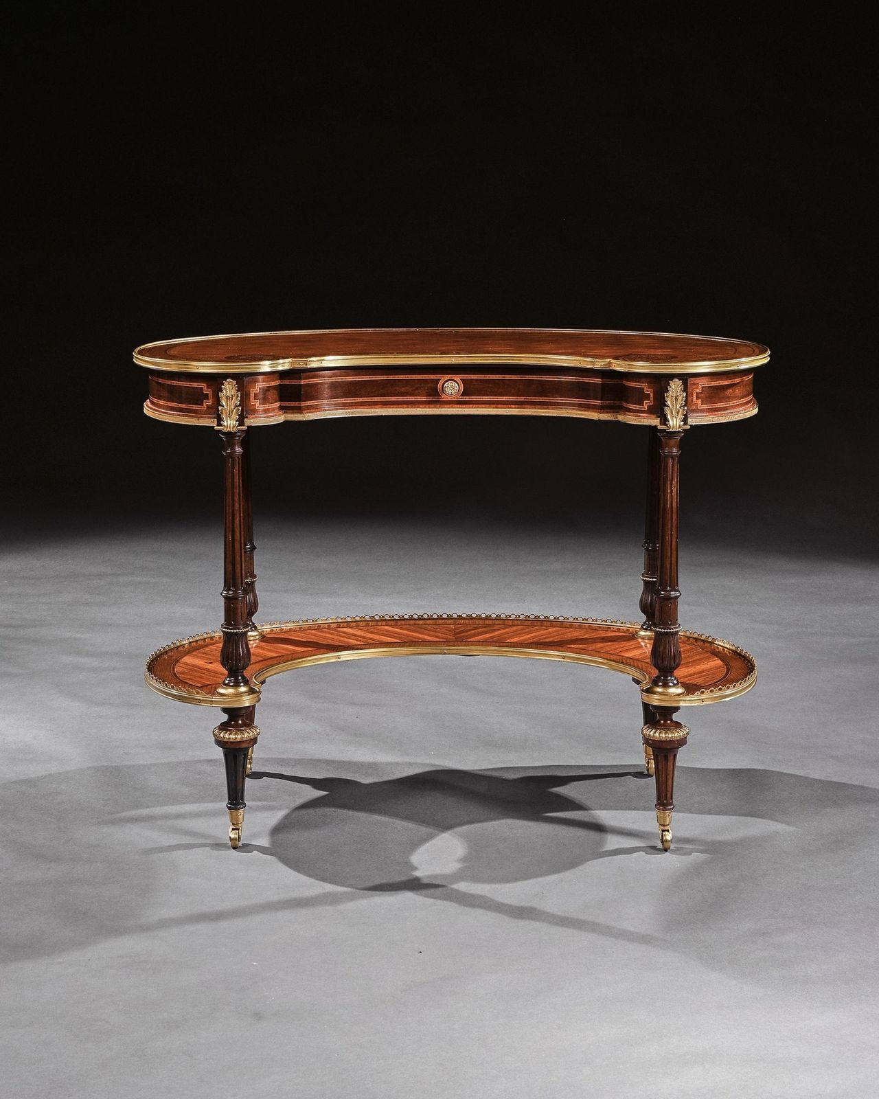 Fine 19th Century Gillows Parquetry And Gilt Bronze Kidney Shaped Table photo furniture
