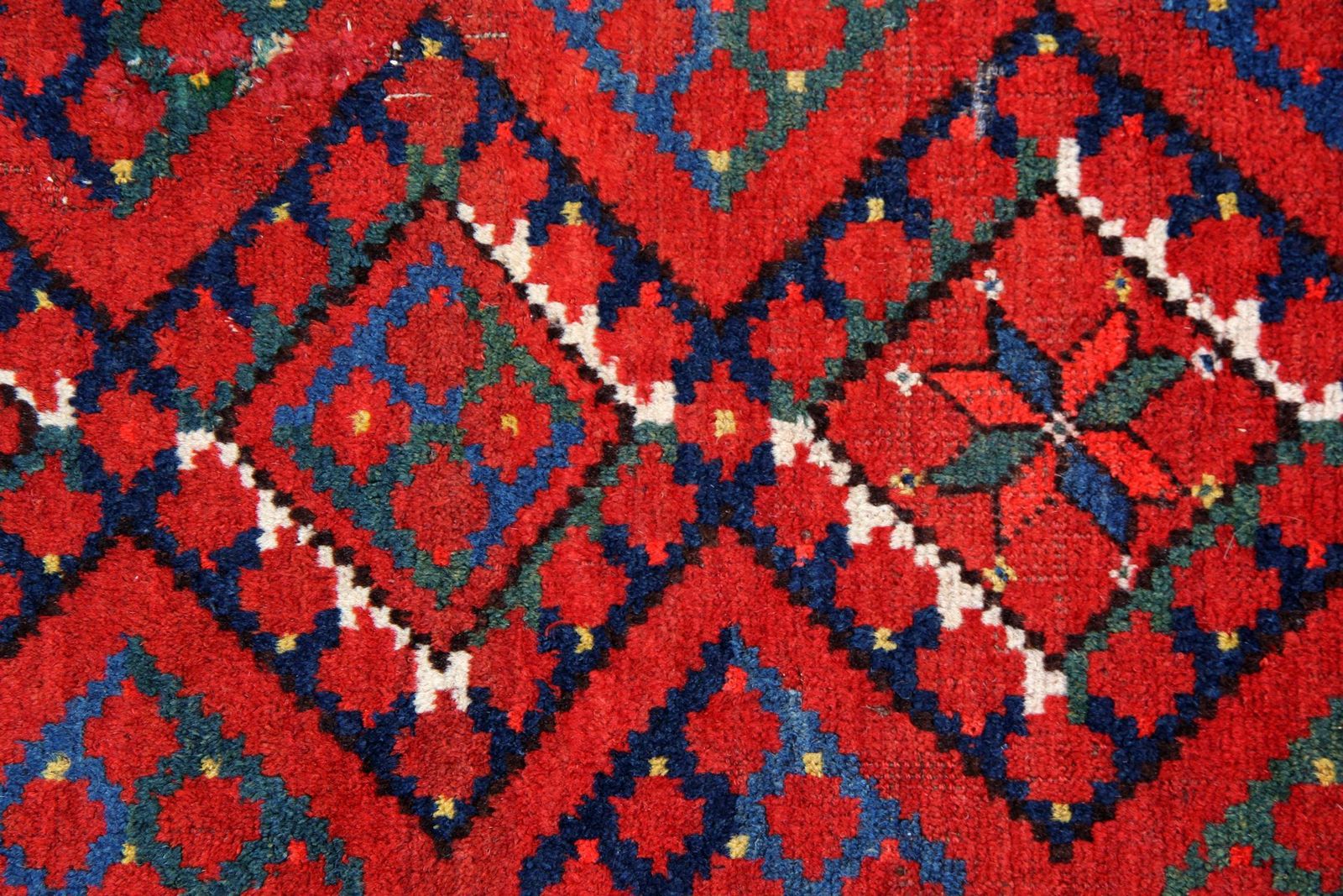 Geometric Red Turkmen Rug Handmade Carpet Antique Living Room Rug photo buy