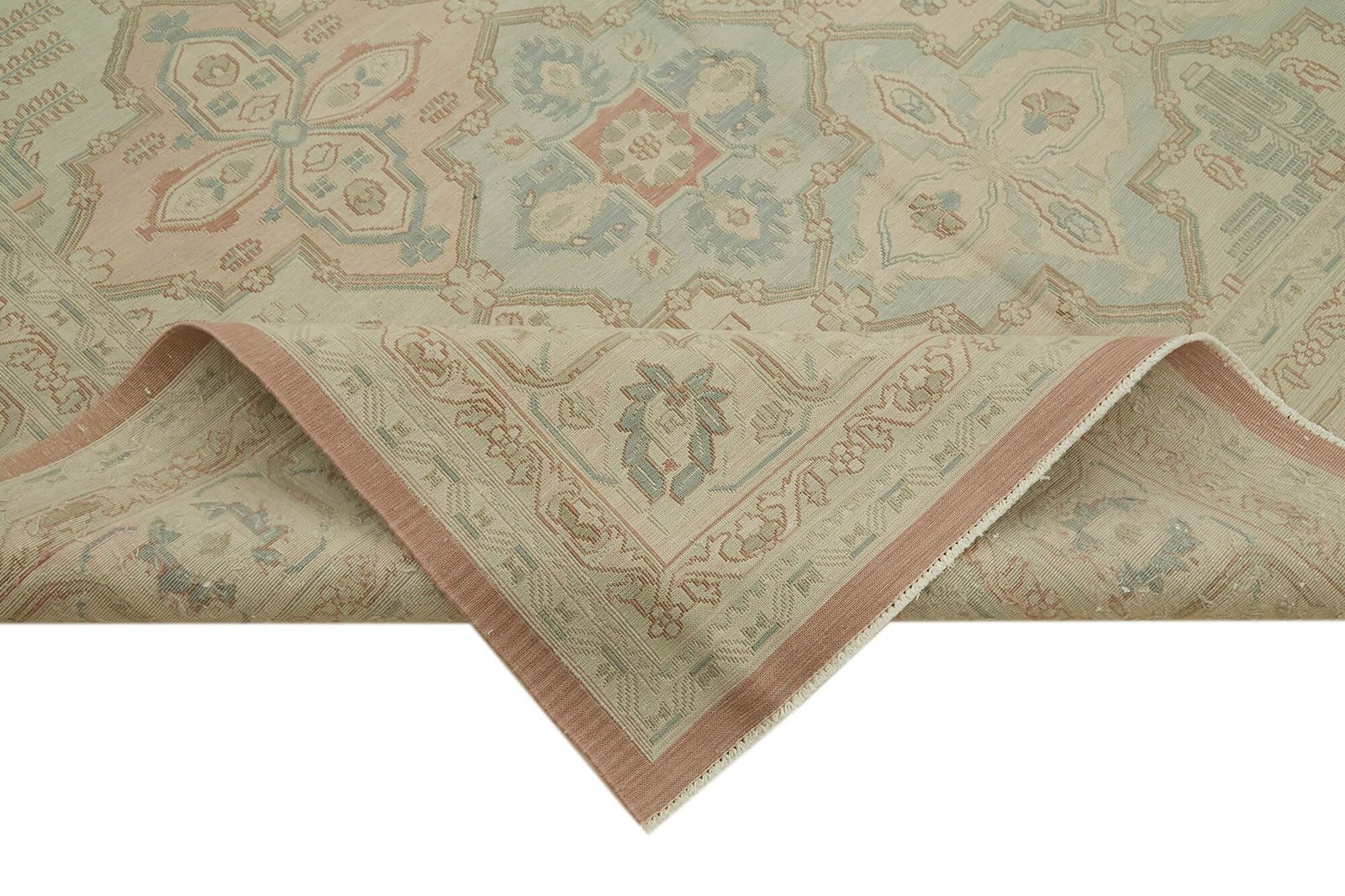 Turkish Hand Knotted 1980s 284 Cm X 414 Cm Beige Wool Vintage Kilim Rug photo vinterior