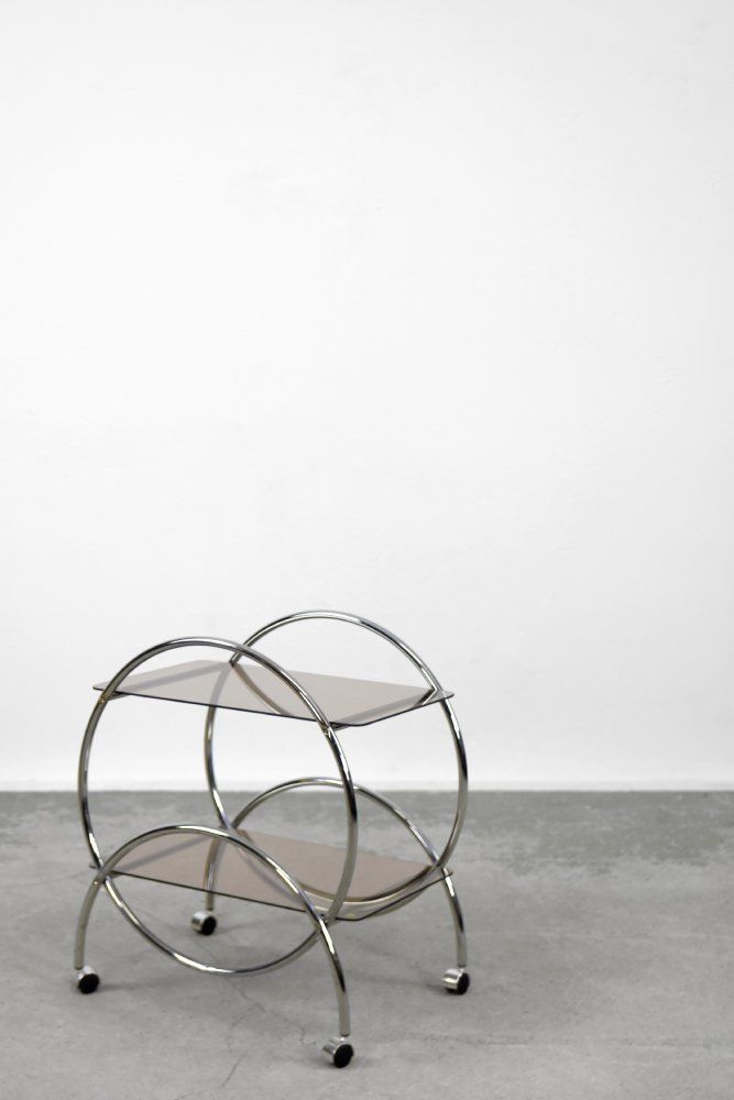 Vintage Bar Cart Chrome And Smoked Glass From Ikea 1970s