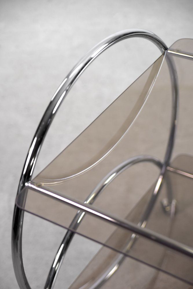 Vintage Bar Cart Chrome And Smoked Glass From Ikea 1970s photo vintage