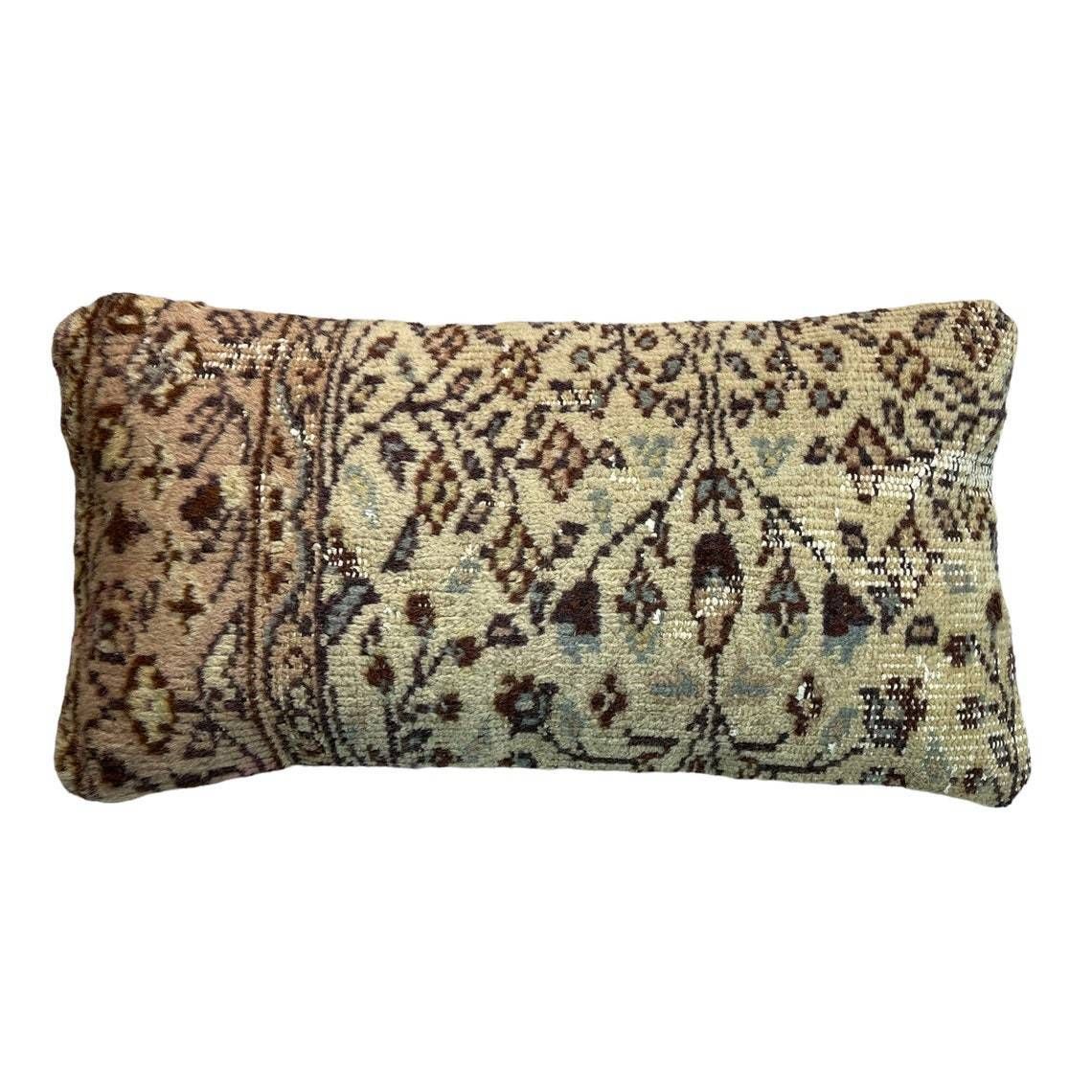 12'' X 24'' Vintage Hand Made Rug Cushion Cover, 30 X 60 Cm Decorative Rug Pillow Cover, Large Vintage Turkish Rug Cushion Cover